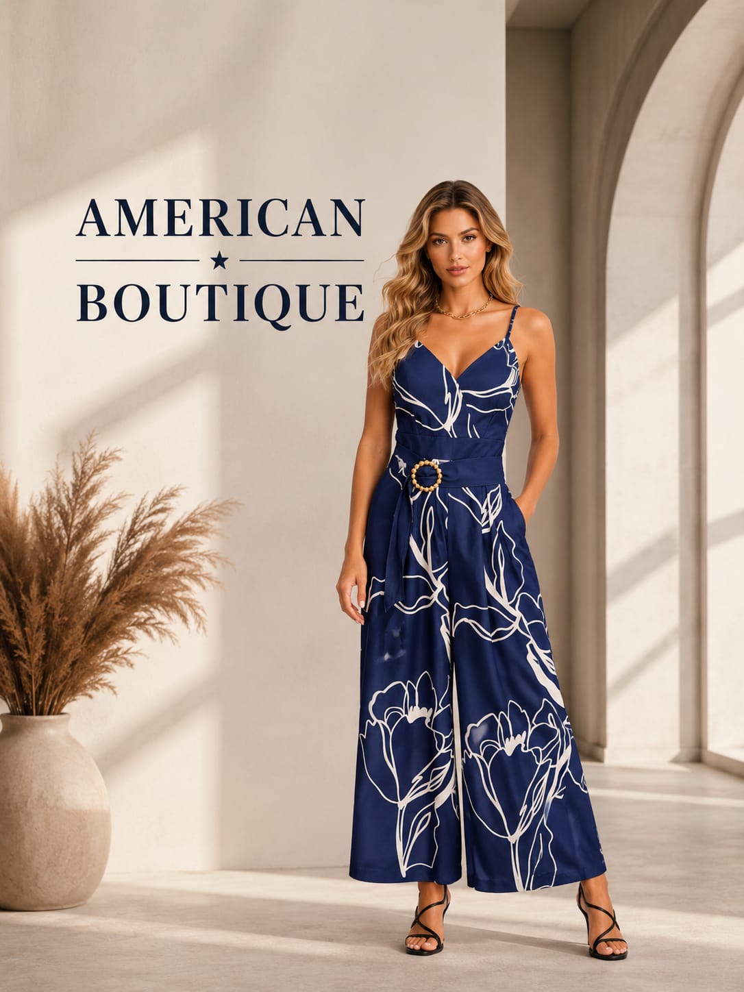 ENTERIZO AZUL CON ESTAMPADO FLORAL